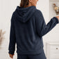 imms1k-9f - Womens Cozy Fluffy Fleece Pajama Hoodie and Shorts Set