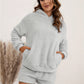 imms1k-9f - Womens Cozy Fluffy Fleece Pajama Hoodie and Shorts Set