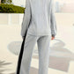 imms1k-9f - Chic Womens Ribbed TwoPiece Suit With Unique Neckline