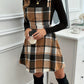 imms1k-9f - Chic ALine Plaid Dress with Cross Straps