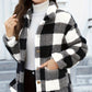 imms1k-9f - Womens Plaid Patchwork ButtonUp Coat with Pockets