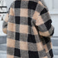 imms1k-9f - Womens Plaid Patchwork ButtonUp Coat with Pockets