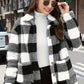 imms1k-9f - Womens Plaid Patchwork ButtonUp Coat with Pockets