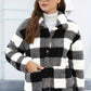 imms1k-9f - Womens Plaid Patchwork ButtonUp Coat with Pockets