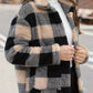 imms1k-9f - Womens Plaid Patchwork ButtonUp Coat with Pockets