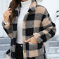 imms1k-9f - Womens Plaid Patchwork ButtonUp Coat with Pockets