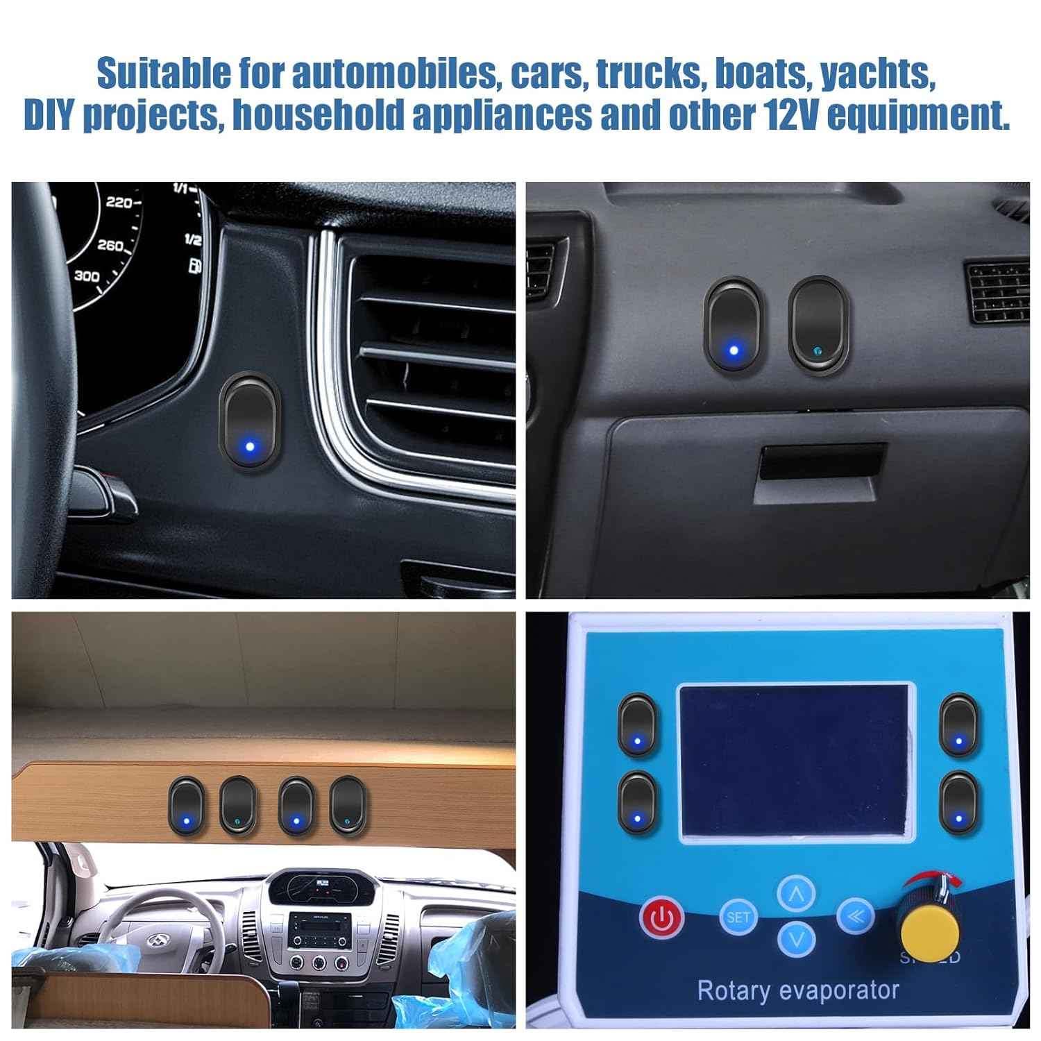 Zimonto LED on off switch for RV with blue indicator lights for various 12V applications