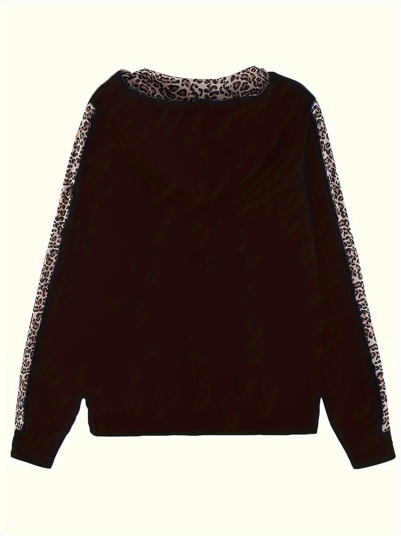 Back view of a leopard print hoodie jogger set featuring a stylish and comfortable design