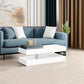 Zimonto Modern White Coffee Table with Storage Shelf for Stylish Living Room Decoration
