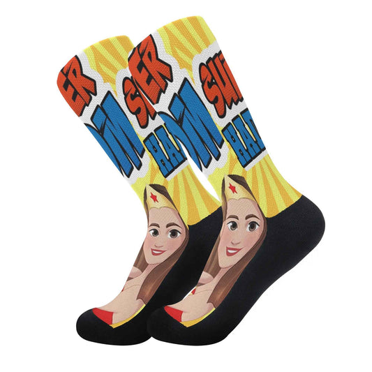 Zimonto Personalized Crew Socks - Fun Superhero Design