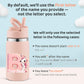Personalized unicorn water bottle with custom name illustration and pink design