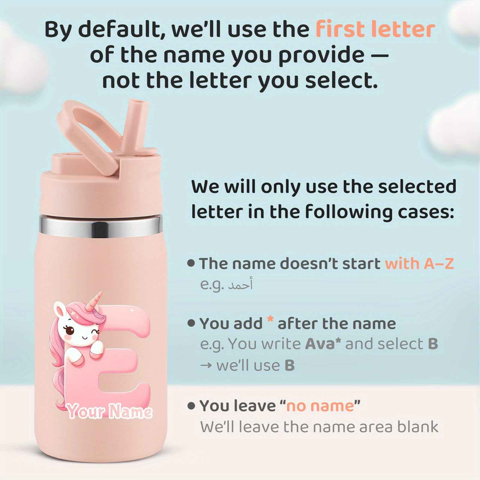 Zimonto personalized unicorn water bottle with customizable name and cute unicorn design