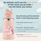 Personalized unicorn water bottle in pink with customizable name area for kids and fun enthusiasts