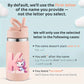 Personalized unicorn water bottle in pink with customizable name option for kids and adults