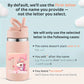 Personalized unicorn water bottle in pink featuring a customizable name area for kids