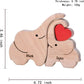 Personalized wooden elephant family sculpture featuring two elephants with names Mark and Lynn