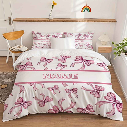 Zimonto Pink Bow Bedding Set - Stylish and Personalized