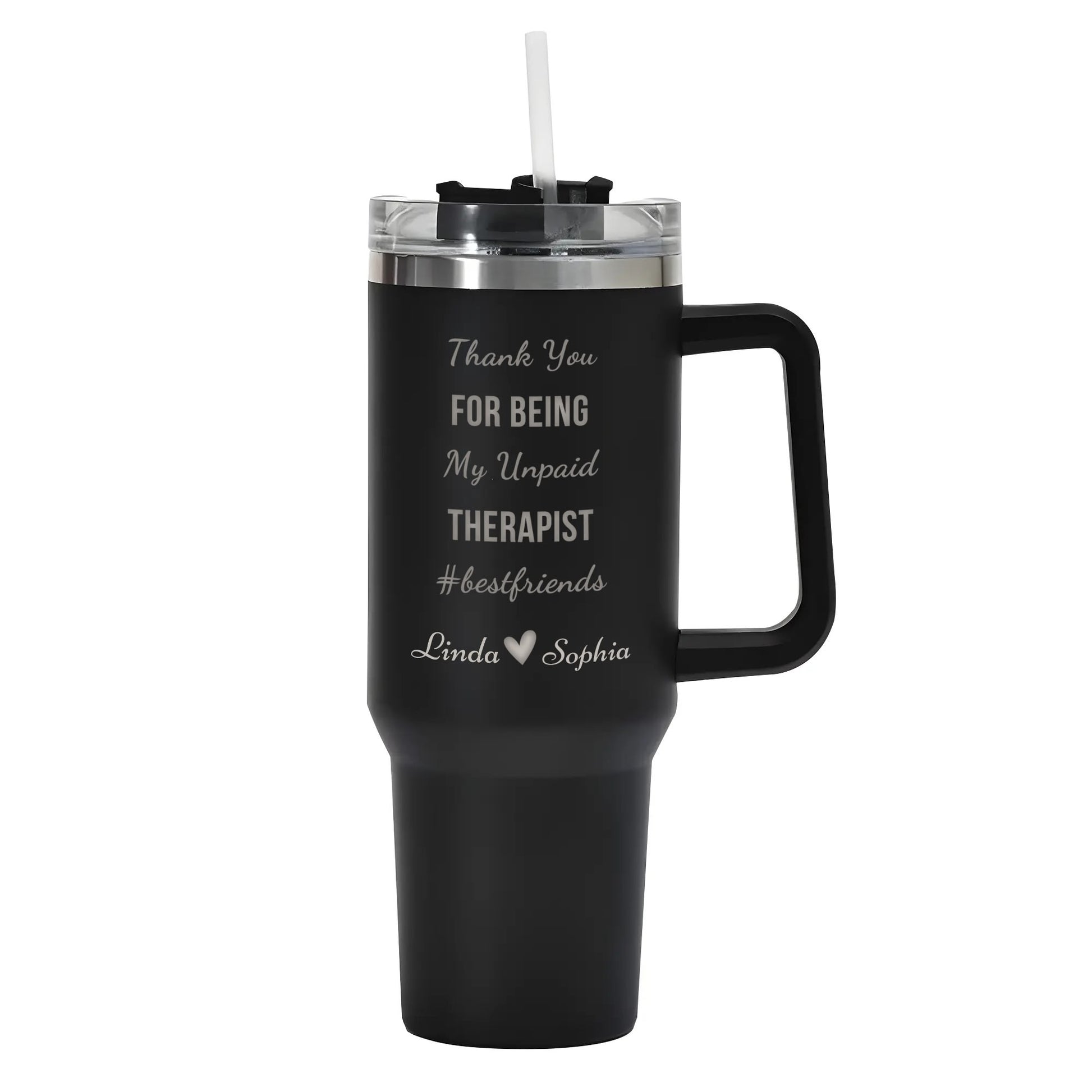popcustoms - 40oz Stainless Steel Tumbler Travel Mug with Handle and Straw for Cup Holder