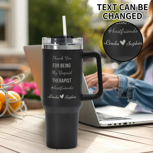 popcustoms - 40oz Stainless Steel Tumbler Travel Mug with Handle and Straw for Cup Holder