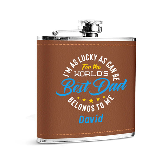 popcustoms - Custom Leather Wrapped Stainless Steel 6oz Flask