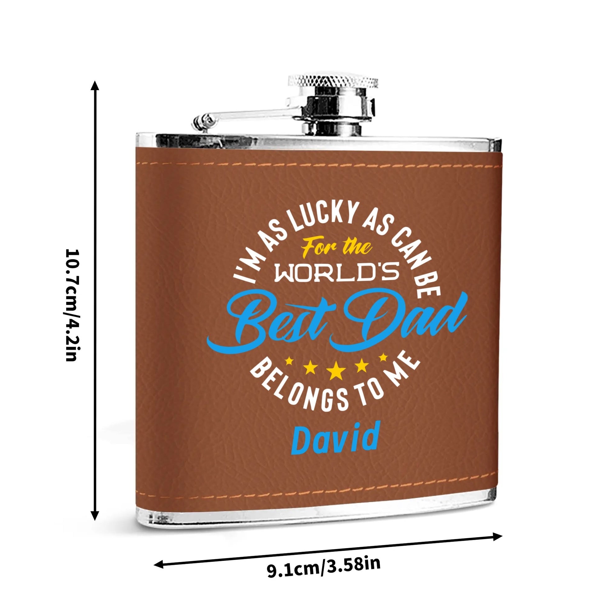popcustoms - Custom Leather Wrapped Stainless Steel 6oz Flask