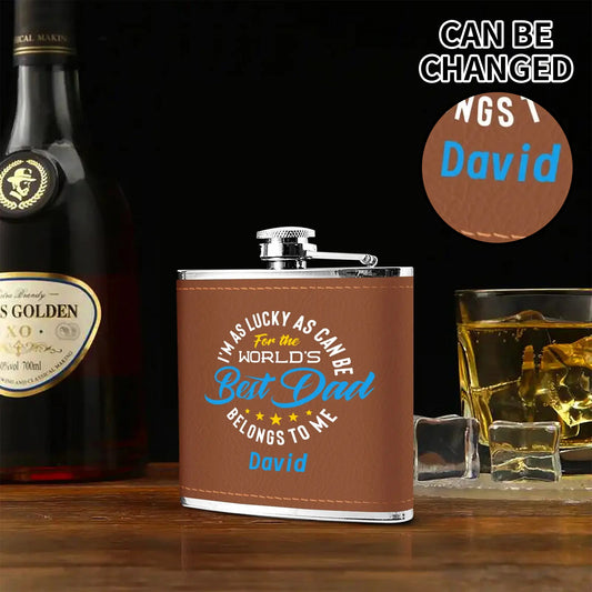 popcustoms - Custom Leather Wrapped Stainless Steel 6oz Flask