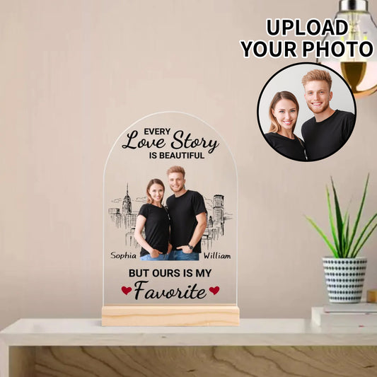 popcustoms - Personalised Lightweight Arch Acrylic Table Sign with Wood Stand
