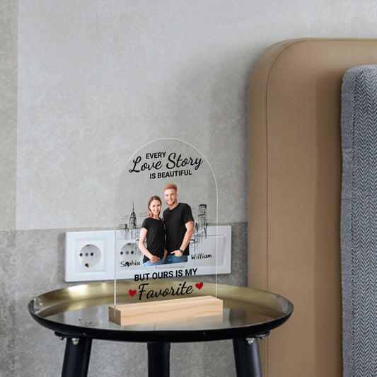 popcustoms - Personalised Lightweight Arch Acrylic Table Sign with Wood Stand