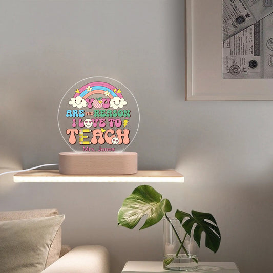 popcustoms - Personalised Name Acrylic Round Lamp Night Light Home Decor