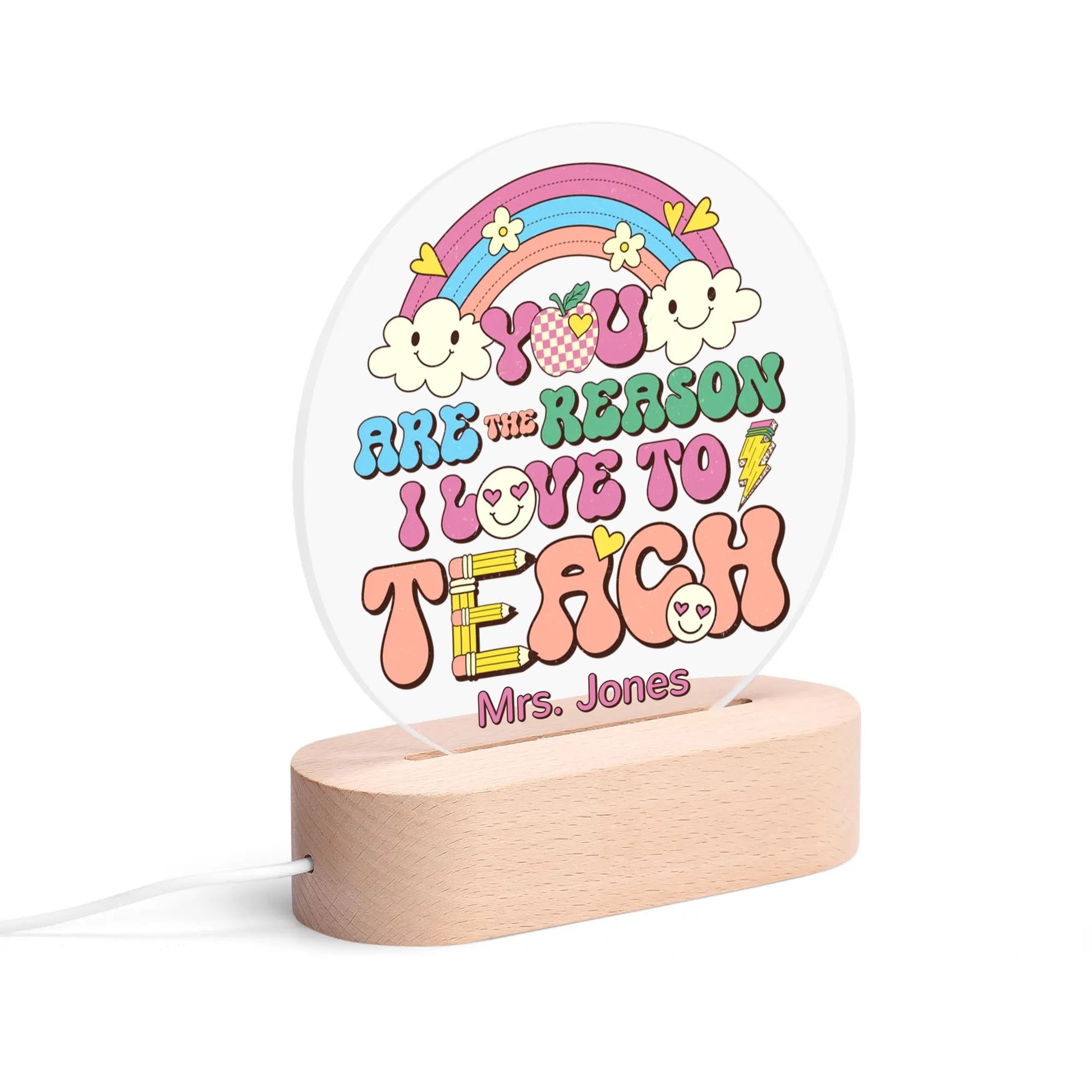 popcustoms - Personalised Name Acrylic Round Lamp Night Light Home Decor