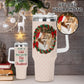 popcustoms - Personalized 40oz Stainless Steel Tumbler Gift With White Handle and Straw