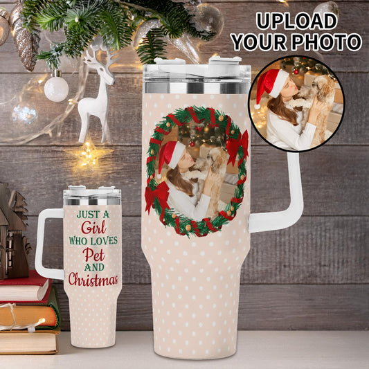 popcustoms - Personalized 40oz Stainless Steel Tumbler Gift With White Handle and Straw