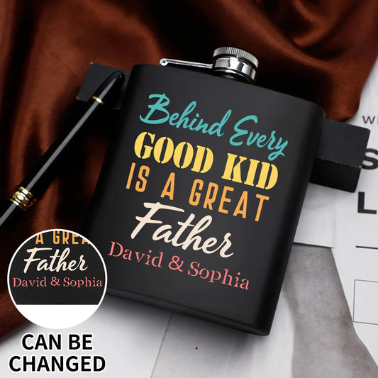 popcustoms - Personalized Hip Flask Set 7oz Black Stainless Steel with A Gift Box