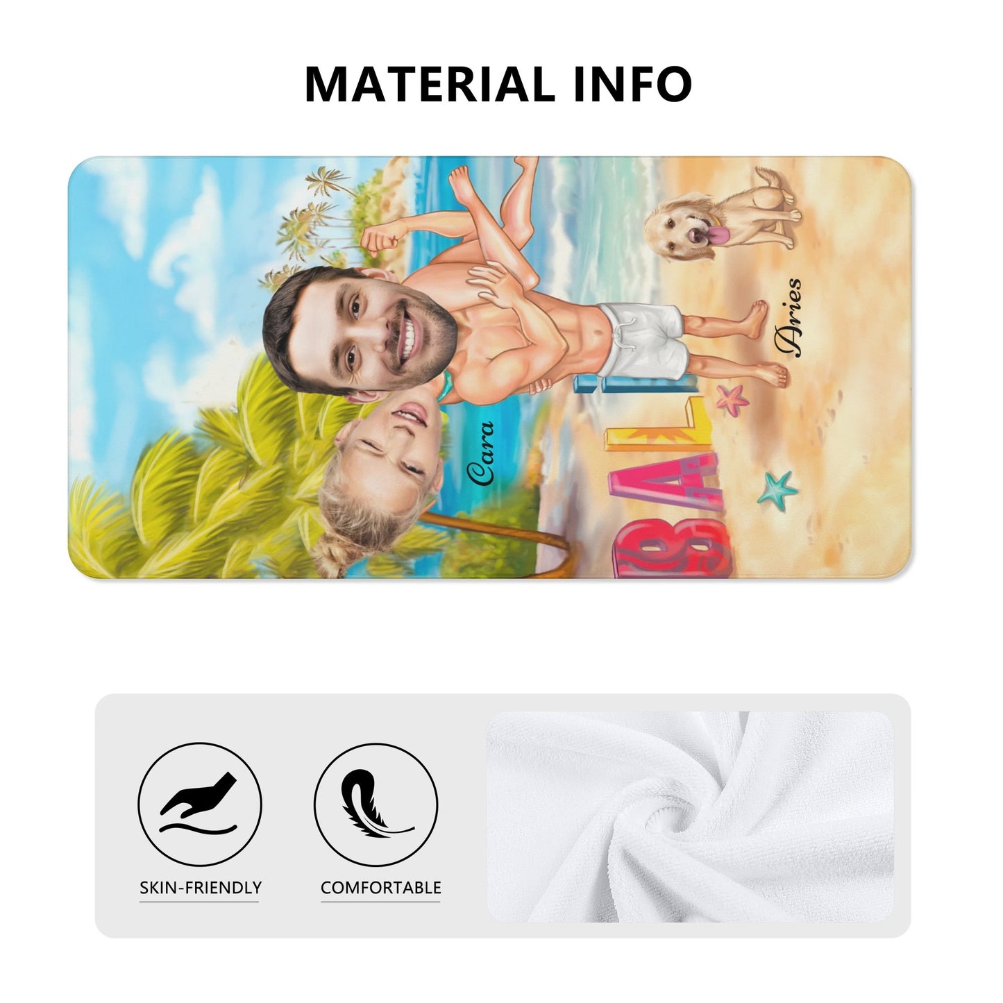 popcustoms - Personalized Soft Bath Towel 2 Sizes for Bathroom Gym and Travel