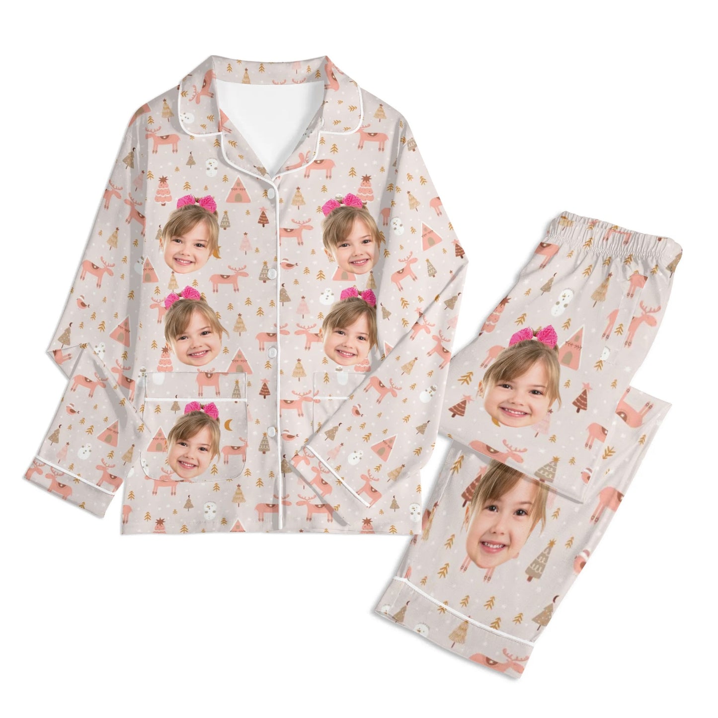 popcustoms - Childrens Long Sleeve Nightwear Pajama Set with Pockets