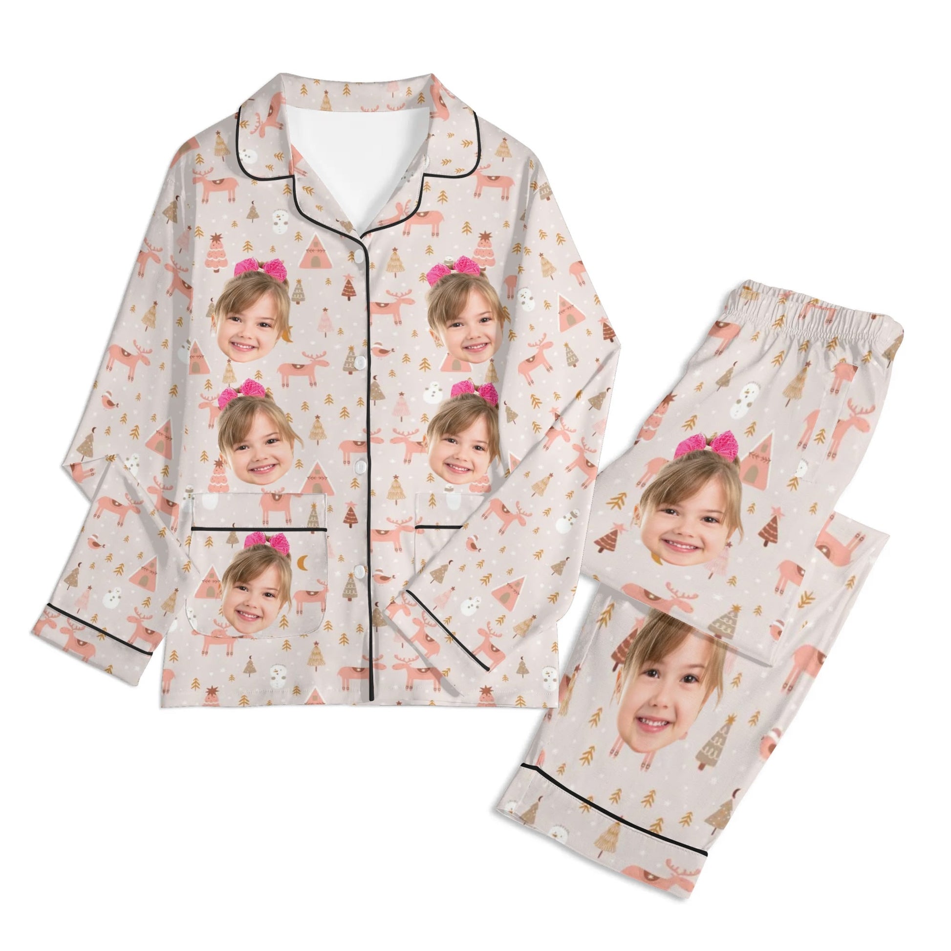 popcustoms - Childrens Long Sleeve Nightwear Pajama Set with Pockets