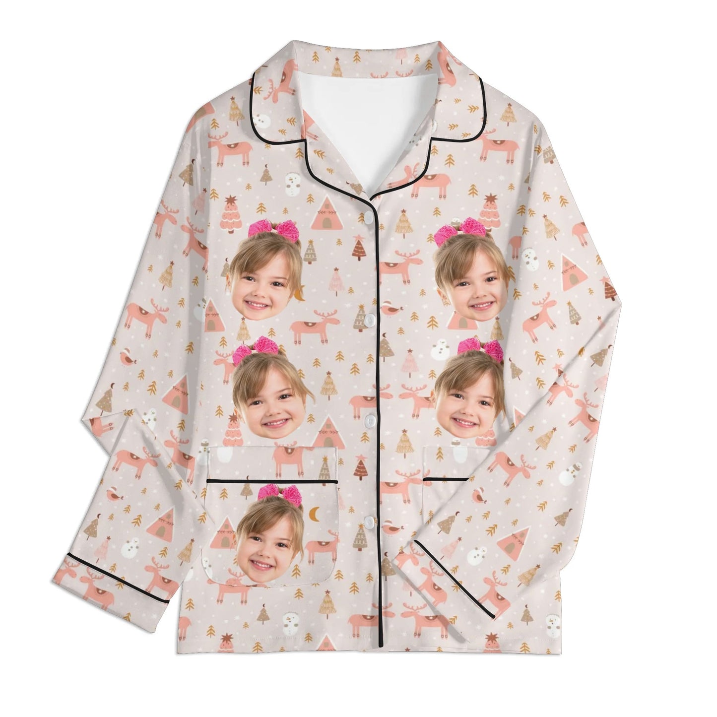 popcustoms - Childrens Long Sleeve Nightwear Pajama Set with Pockets