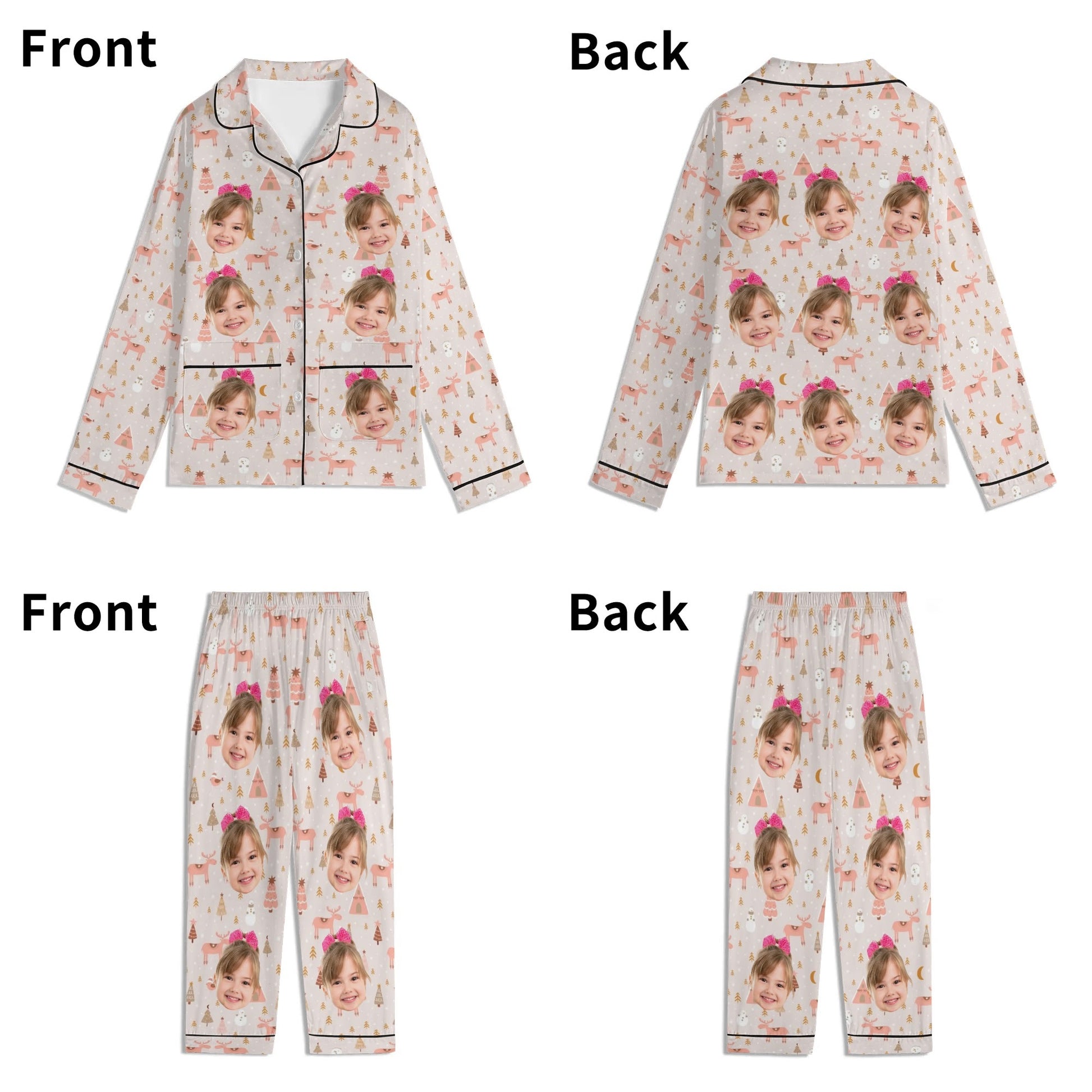 popcustoms - Childrens Long Sleeve Nightwear Pajama Set with Pockets