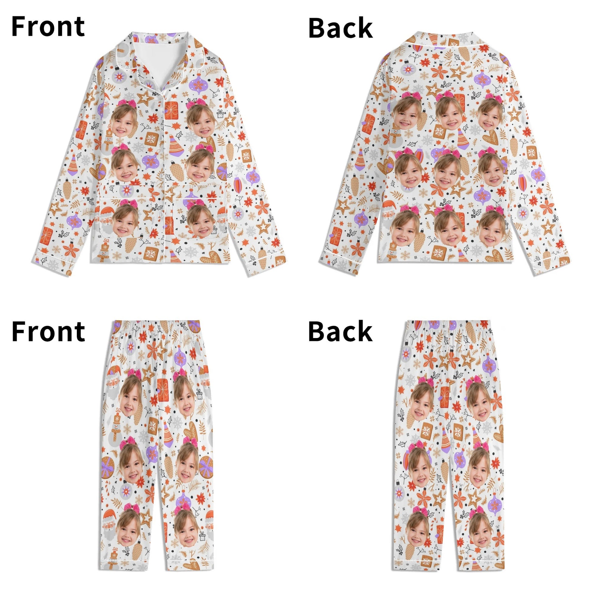 popcustoms - Childrens Long Sleeve Nightwear Pajama Set with Pockets