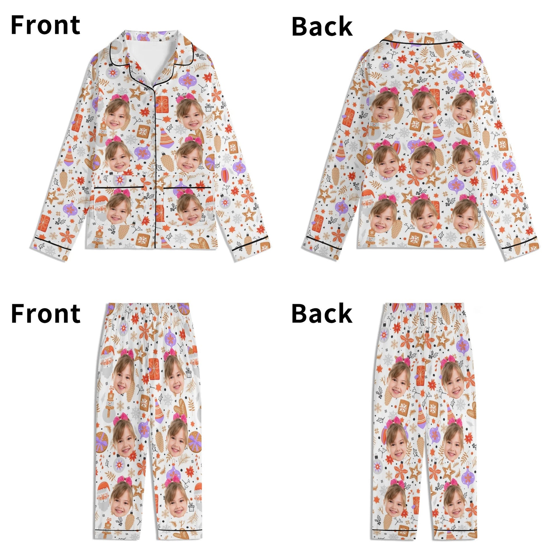 popcustoms - Childrens Long Sleeve Nightwear Pajama Set with Pockets