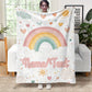 Personalized Rainbow Hearts Flannel Blanket Soft Warm Durable