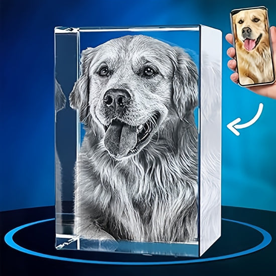 Custom LaserEngraved Pet Photo Glass Keepsake  Personalized Pet Memorial Ornament Valentines Day Gift Anniversary Keepsake Bereavement Gift