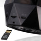Close-up of RGB LED light speaker showing AUX, TF, and DC 5V ports for versatile connectivity