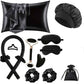 Zimonto sleep styling set for hair including silk pillowcase, eye mask, hair scrunchies, and roller