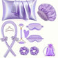 Zimonto sleep styling set for hair in lavender with pillowcase, scrunchies, eye mask, and hair accessories