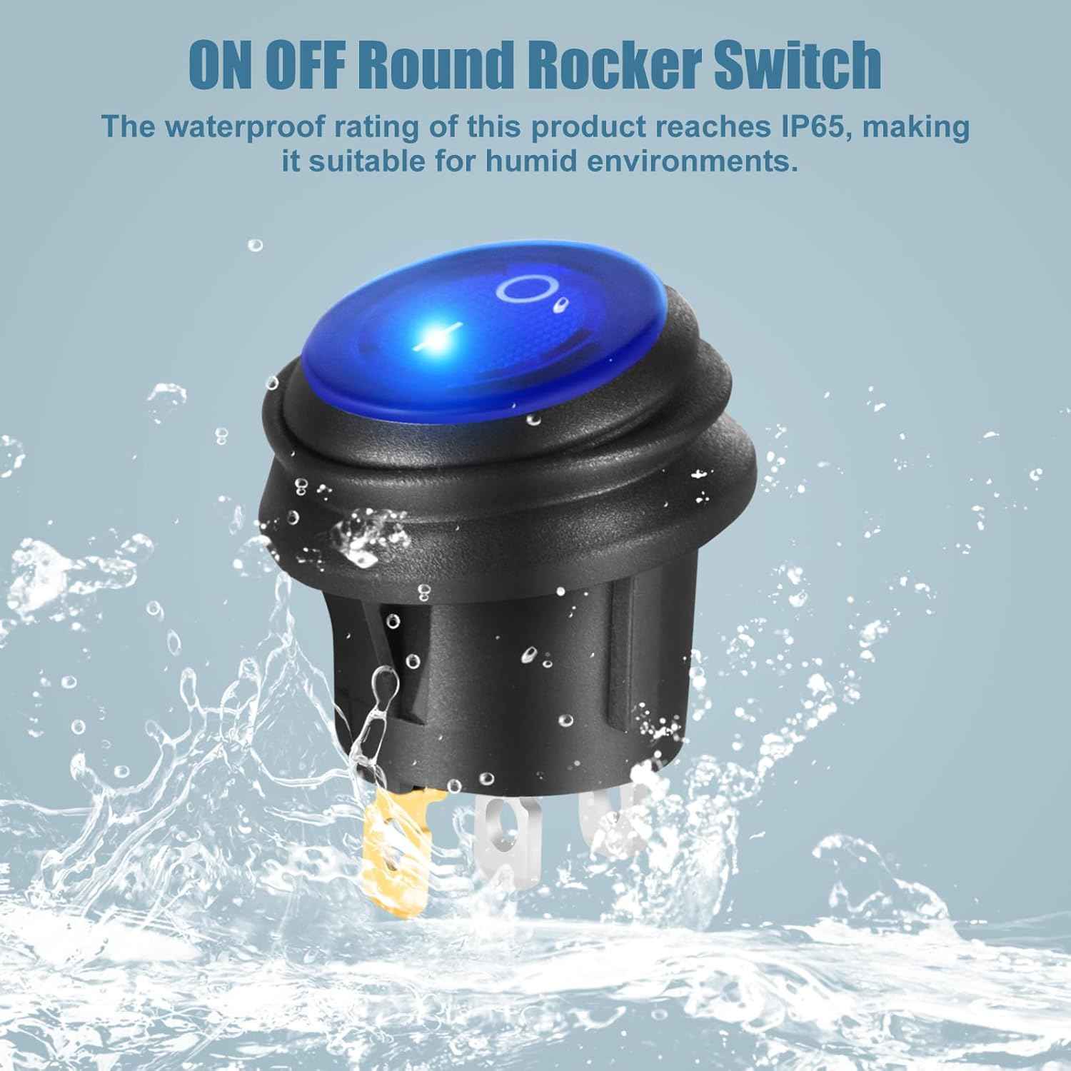 Zimonto waterproof rocker switch 12V with IP65 rating, ideal for humid environments and outdoor use