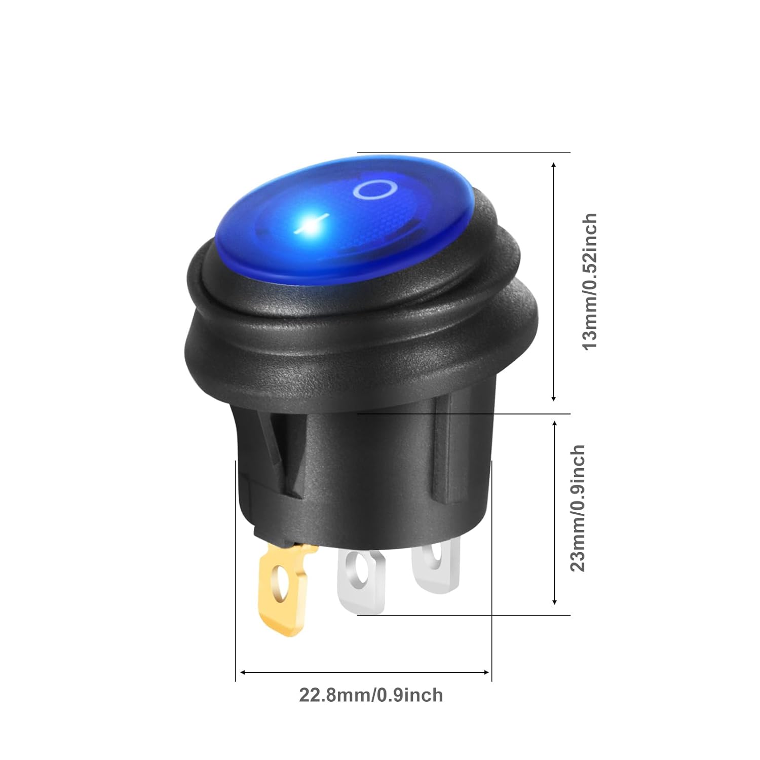 Zimonto Waterproof Rocker Switch 12V with Blue LED Light and Compact Design for Easy Installation