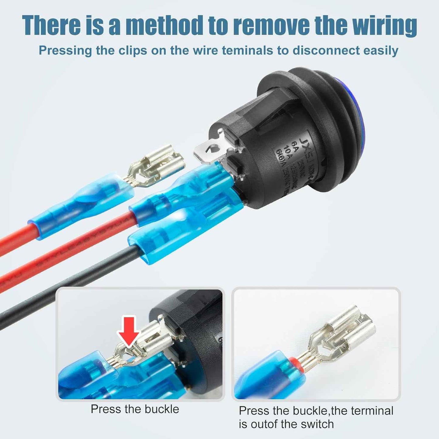 Zimonto waterproof rocker switch 12V with easy disconnect wiring method and clear instructions