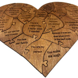 Zimonto wooden heart puzzle gift for couples with heartfelt messages engraved on each piece