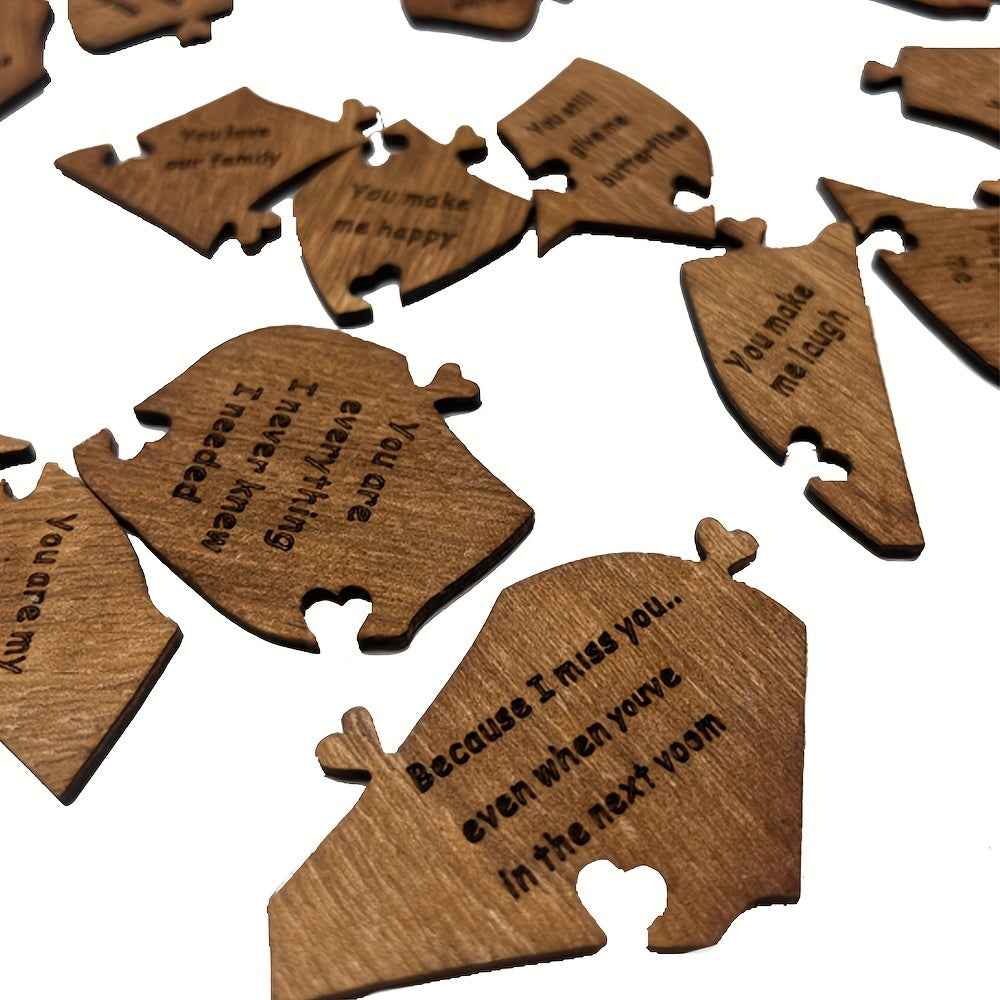 Zimonto wooden heart puzzle gift for couples with engraved romantic messages on each piece